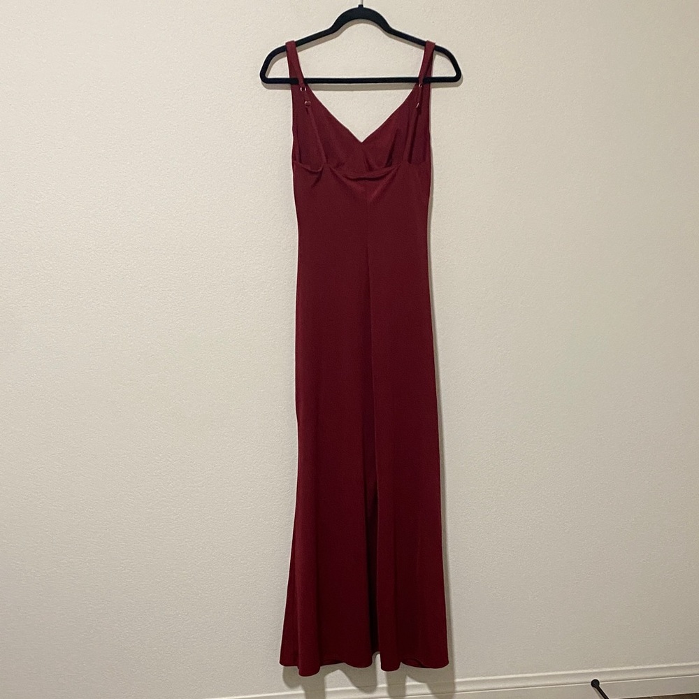 Women’s Sexy Burgundy Spaghetti Strap Slip Dress Draped Detail Maxi V-Neck Y2K - Picture 2 of 6